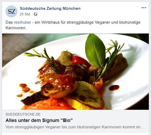 Facebook Post der SZ München über resihuber Artikel